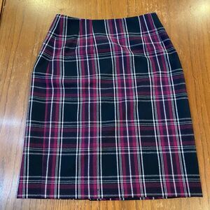 VTG Academia Modest J.G. Hook Wool Plaid Skirt Black Pink Lined Pencil Midi 6